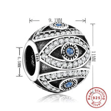 Load image into Gallery viewer, White and Blue Stone Infinite Evil Eyes Spherical Silver Charm Bead - Charm Bead