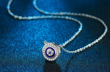 Load image into Gallery viewer, White and Blue Stone Mosaic-style Evil Eye Silver Necklace - NecklaceRose Gold