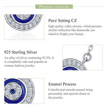 Load image into Gallery viewer, White and Blue Stone Mosaic-style Evil Eye Silver Necklace - NecklaceRose Gold