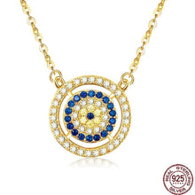 Load image into Gallery viewer, White and Blue Stone Studded Evil Eye Silver Necklaces - NecklaceGold