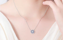 Load image into Gallery viewer, White and Blue Stone Studded Evil Eye Silver Necklaces - NecklaceRose Gold