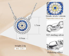 Load image into Gallery viewer, White and Blue Stone Studded Evil Eye Silver Necklaces - NecklaceRose Gold