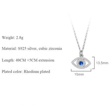 Load image into Gallery viewer, White and Blue Stone Studded Horseshoe Evil Eye Silver Necklaces - NecklaceRose Gold