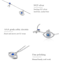 Load image into Gallery viewer, White and Blue Stone Studded Horseshoe Evil Eye Silver Necklaces - NecklaceRose Gold