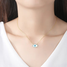 Load image into Gallery viewer, White and Blue Stones Evil Eye Silver Necklaces - NecklaceGold