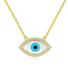 Load image into Gallery viewer, White and Blue Stones Evil Eye Silver Necklaces - NecklaceGold