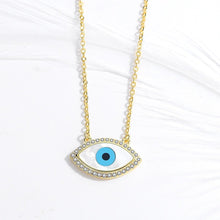 Load image into Gallery viewer, White and Blue Stones Evil Eye Silver Necklaces - NecklaceGold