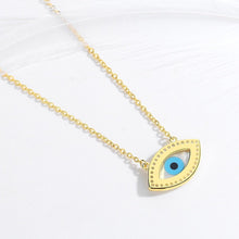 Load image into Gallery viewer, White and Blue Stones Evil Eye Silver Necklaces - NecklaceGold