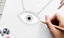 Load image into Gallery viewer, White and Blue Stones Evil Eye Silver Necklaces - NecklaceGold