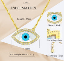 Load image into Gallery viewer, White and Blue Stones Evil Eye Silver Necklaces - NecklaceGold