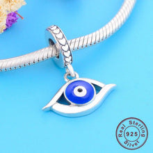 Load image into Gallery viewer, White and Dark Blue Enamel Evil Eye Silver Necklace - Necklace