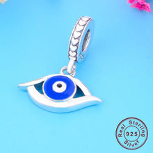 Load image into Gallery viewer, White and Dark Blue Enamel Evil Eye Silver Necklace - Necklace