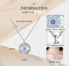 Load image into Gallery viewer, White and Light Blue Stone Dual Evil Eye Silver Necklace - Necklace