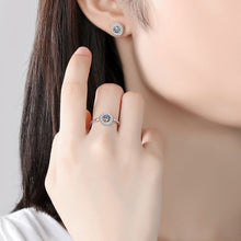 Load image into Gallery viewer, White and Single Blue Stone Evil Eye Silver Earrings - Earrings