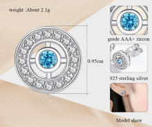 Load image into Gallery viewer, White and Single Blue Stone Evil Eye Silver Earrings - Earrings
