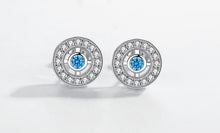 Load image into Gallery viewer, White and Single Blue Stone Evil Eye Silver Earrings - Earrings