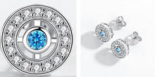 Load image into Gallery viewer, White and Single Blue Stone Evil Eye Silver Earrings - Earrings