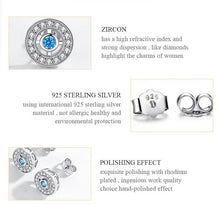 Load image into Gallery viewer, White and Single Blue Stone Evil Eye Silver Earrings - Earrings