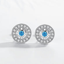 Load image into Gallery viewer, White and Single Blue Stone Evil Eye Silver Earrings - Earrings