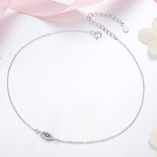 Load image into Gallery viewer, White and Single Blue Stone Evil Eye Silver Necklace - Necklace