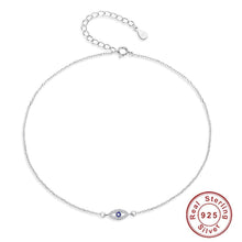 Load image into Gallery viewer, White and Single Blue Stone Evil Eye Silver Necklace - Necklace