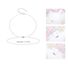 Load image into Gallery viewer, White and Single Blue Stone Evil Eye Silver Necklace - Necklace