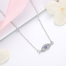 Load image into Gallery viewer, White and Single Blue Stone Evil Eye Silver Necklace - Necklace