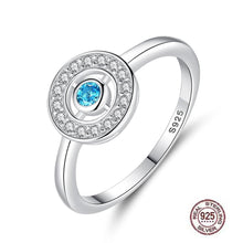Load image into Gallery viewer, White and Single Blue Stone Evil Eye Silver Ring - Ring6