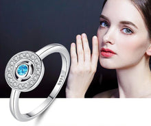 Load image into Gallery viewer, White and Single Blue Stone Evil Eye Silver Ring - Ring6