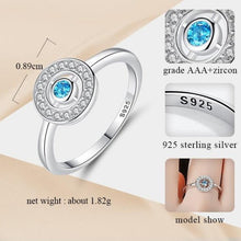 Load image into Gallery viewer, White and Single Blue Stone Evil Eye Silver Ring - Ring6