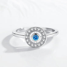 Load image into Gallery viewer, White and Single Blue Stone Evil Eye Silver Ring - Ring6