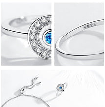 Load image into Gallery viewer, White and Single Blue Stone Evil Eye Silver Ring - Ring6