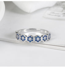 Load image into Gallery viewer, White and White Stone Evil Eye Silver Band Ring - Ring8