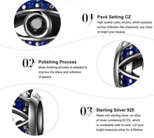 Load image into Gallery viewer, White, Blue and Black Stone Evil Eye Silver Charm Bead - Charm Bead
