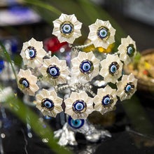 Load image into Gallery viewer, White Flower Evil Eyes on Feng Shui Tree of Life Evil Eye Desktop Ornament - Ornament