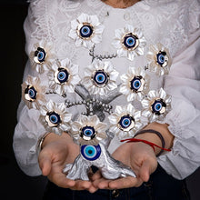 Load image into Gallery viewer, White Flower Evil Eyes on Feng Shui Tree of Life Evil Eye Desktop Ornament - Ornament