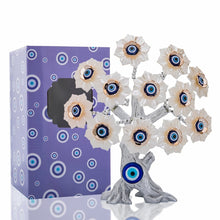 Load image into Gallery viewer, White Flower Evil Eyes on Feng Shui Tree of Life Evil Eye Desktop Ornament - Ornament