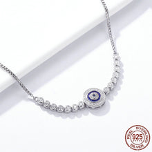 Load image into Gallery viewer, White Stone and Blue Enamel Evil Eye Silver Bracelet - Bracelet