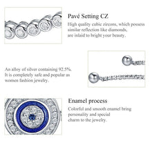 Load image into Gallery viewer, White Stone and Blue Enamel Evil Eye Silver Bracelet - Bracelet