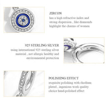 Load image into Gallery viewer, White Stone and Blue Enamel Evil Eye Silver Hoop Earrings - Earrings