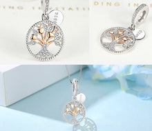 Load image into Gallery viewer, White Stone and Rose Gold Colored Tree of Life Pendant and Necklace - Pendant