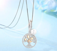 Load image into Gallery viewer, White Stone and Rose Gold Colored Tree of Life Pendant and Necklace - Pendant