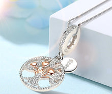 Load image into Gallery viewer, White Stone and Rose Gold Colored Tree of Life Pendant and Necklace - Pendant