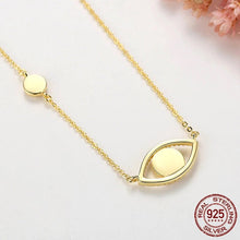 Load image into Gallery viewer, White Stone Dual Evil Eye Silver Necklaces - NecklaceRose Gold