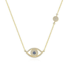 Load image into Gallery viewer, White Stone Dual Evil Eye Silver Necklaces - NecklaceGold