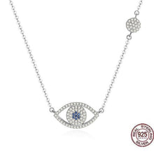 Load image into Gallery viewer, White Stone Dual Evil Eye Silver Necklaces - NecklaceRose Gold