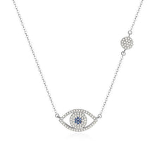 Load image into Gallery viewer, White Stone Dual Evil Eye Silver Necklaces - NecklaceSilver