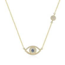 Load image into Gallery viewer, White Stone Dual Evil Eye Silver Necklaces - NecklaceGold