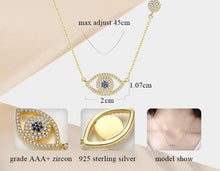Load image into Gallery viewer, White Stone Dual Evil Eye Silver Necklaces - NecklaceRose Gold