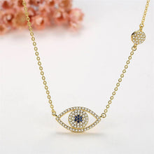 Load image into Gallery viewer, White Stone Dual Evil Eye Silver Necklaces - NecklaceRose Gold